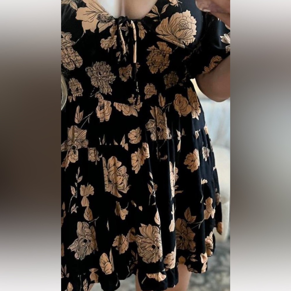 Millibon Black and Orange Floral Dress